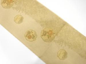 牡丹に菊波模様織り出し袋帯